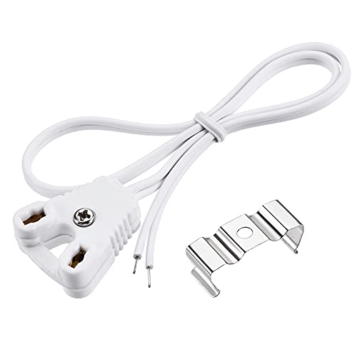 sourcing map 1 Satz T8 Clips Klammer Edelstahl LED Leuchtstoffröhren Halterung mit 30cm T8 Lampenanschlussleitung von sourcing map