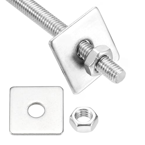 sourcing map 1 Set M5 x 300 mm Vollgewindestange, 304 Edelstahl-Gewindestangen, Stangenbolzen, Rechtsgewinde mit Mutter, quadratische Unterlegscheibe für strukturelle Verankerung, Befestigungsschraube sourcing map 1 Set M5 x 300 mm Vollgewindestange, 304 Edelstahl-Gewindestangen, Stangenbolzen, Rechtsgewinde mit Mutter, quadratische Unterlegscheibe für strukturelle Verankerung, Befestigungsschraube von sourcing map