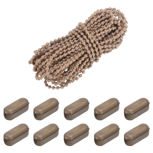 sourcing map 10 Meter Rollo-Perlenkette aus Kunststoff, Kugelkette mit 20 Kettenverbindern für Perlenrollos, Braun von sourcing map