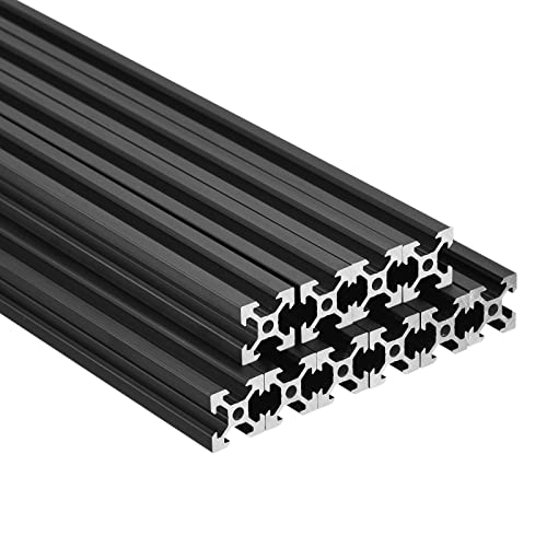 sourcing map 10 Pcs Aluprofil 20x20mm 800mm Aluminium Profil 2020 V-Slot Alu Extrusion Linearschiene für 3D Drucker Printer CNC Laser Graviermaschin Frame Schwarz von sourcing map