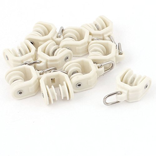 sourcing map 10 STK Gardinenröllchen für Schiene Plastik Rad Schwenkauge Ring Vorhang Schiene Rollen 10mm Durchmesser Beige von uxcell