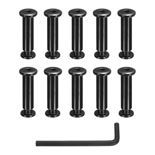 sourcing map 10 Sets Binding Post Screw, M8x18mm Bolts Female 10x37mm Hex Drive Socket Cap Screw Rivets Chicago Screws Furniture Bolts Stainless Steel with Wrench for Furniture Repair, Black sourcing map 10 Sets Binding Post Screw, M8x18mm Bolts Female 10x37mm Hex Drive Socket Cap Screw Rivets Chicago Screws Furniture Bolts Stainless Steel with Wrench for Furniture Repair, Black von sourcing map