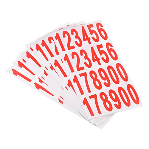 sourcing map 10 Stück Briefkasten-Nummern-Aufkleber, selbstklebendes PVC-Vinyl-Etikett, rot, 76 x 25 mm, für Briefkastenschilder von sourcing map