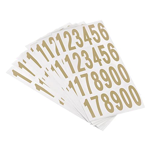 sourcing map 10 Stück Briefkastennummern-Aufkleber, selbstklebendes PVC-Vinyl-Etikett, Golden Farbton, 76 x 25 mm, für Briefkastenschilder von sourcing map
