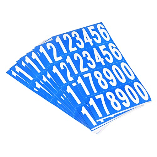 sourcing map 10 Stück Briefkastennummern-Aufkleber, selbstklebendes PVC-Vinyl-Etikett, blau und weiß, 76 x 25 mm, für Briefkastenschilder von sourcing map