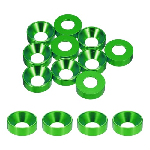 sourcing map 10 Stück M10 Senkbohrungsscheiben, 22 mm, eloxierte Aluminiumlegierung, Kopfdichtungen für Schrauben RC/FPV/PC/Drohnen-Zubehörteile, grün sourcing map 10 Stück M10 Senkbohrungsscheiben, 22 mm, eloxierte Aluminiumlegierung, Kopfdichtungen für Schrauben RC/FPV/PC/Drohnen-Zubehörteile, grün von sourcing map