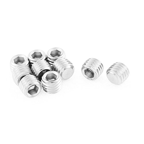 sourcing map 10 Stück M12x10mm Metrisch 304 Edelstahl Innensechskant Set Flachspitz Madenschrauben Silber Ton für Handtuchhalter Türgriff von uxcell