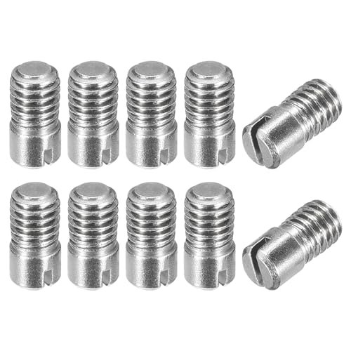 sourcing map 10 Stück M6 x 12mm geschlitzter Zylinderstift aus 304 Edelstahl mit Außengewinde zur Positionierung von Möbeln und Schränken von sourcing map