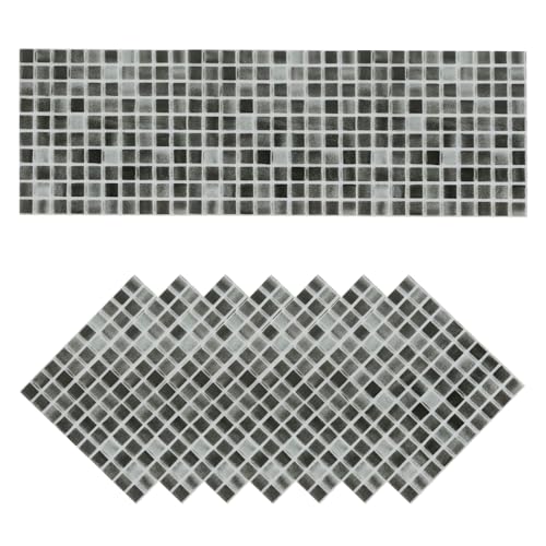 sourcing map 10 Stück Mosaikfliesen-Aufkleber, 10x10cm Quadratische selbstklebende PVC-Wand-Rückwand-Aufkleber für Küche, Badezimmer, Wand-DIY-Basteln (Stil 1) von sourcing map