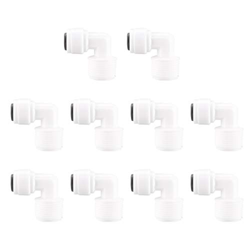 sourcing map 10 Stück Schnellkupplung Dauerhaft Wasserfilter Rohrverschraubung Anschlüsse Wasserschlauch Verbindung Ellenbogen, 3/8 "BSP Male -1/4" Tube OD von sourcing map