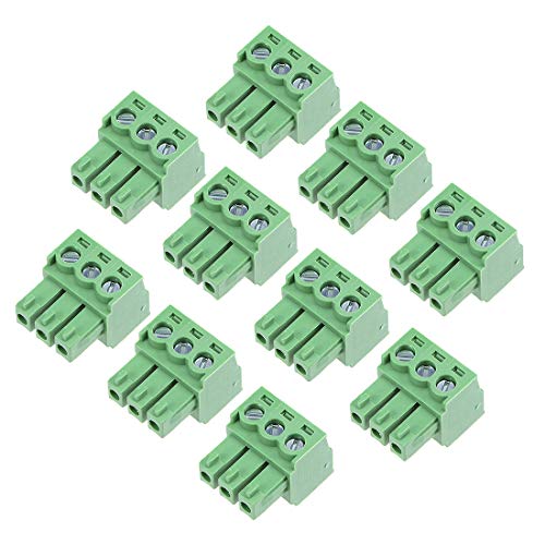 sourcing map 10 Stück Tonhöhe 3PSitz Einschub PCB Klemmleiste Stecker Grün AC300V 8A 3.81mm de von sourcing map