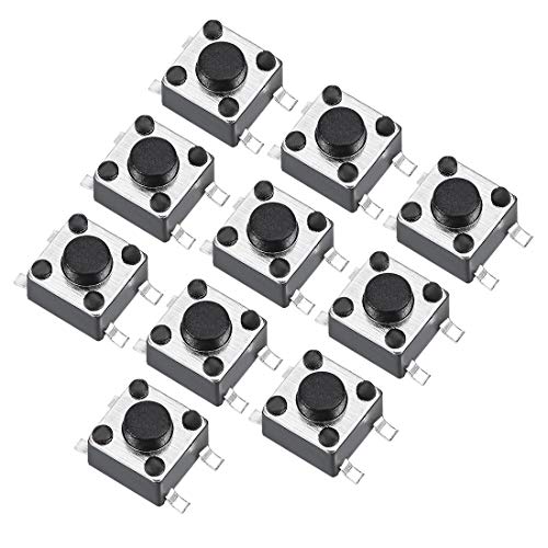 sourcing map 10 Stücke 4.5x4.5x3.8mm Platte PCB Surface Mounted Devices SMT 4 Pins Druckknopf SPST Schalter DE de von sourcing map