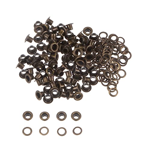 sourcing map 100 Satz Tüllen Kit Metall Ösen 3mm 0.12" Tülle Werkzeug für Schuhe Kleidung Gürteltasche DIY Projekt Bronze von sourcing map