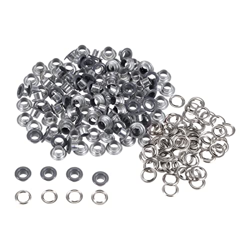 sourcing map 100 Satz Tüllen Kit Metall Ösen 4,5mm Tülle Werkzeug für Schuhe Kleidung Gürteltasche DIY Projekt Planen Tasche (Grau) von sourcing map