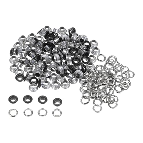 sourcing map 100 Satz Tüllen Kit Metall Ösen 4,5mm Tülle Werkzeug für Schuhe Kleidung Gürteltasche DIY Projekt Planen Tasche (Mattschwarz) von sourcing map