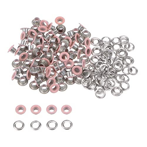 sourcing map 100 Satz Tüllen Kit Metall Ösen 4mm Tülle Werkzeug für Schuhe Kleidung Gürteltasche DIY Projekt Planen Tasche (Rosa) von sourcing map