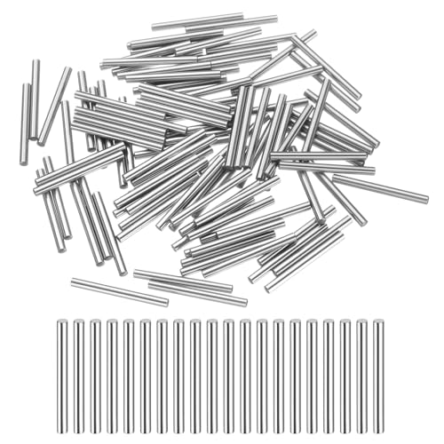 sourcing map 100 Stück 2 mm x 25 mm Dübelstifte, Lagerstahl, zylindrische Dübelstifte, Regalstützstifte, Stangenbefestigungselemente, Metallregalheringe +/-0,02 mm Durchmessertoleranz, Silberton von sourcing map