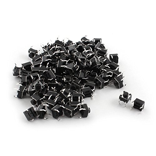 sourcing map 100 Stück 6X6X5mm Taktschalter DIP-Montage 4 Pin Self Return 6 * 6 * 5mm Neu von uxcell