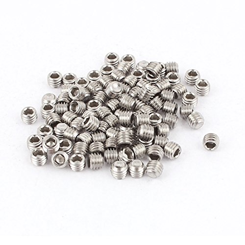 sourcing map 100 Stück M5x4mm Metrisch Edelstahl Innensechskant Set Becher Madenschrauben Silber Ton für Handtuchhalter Türgriff von uxcell