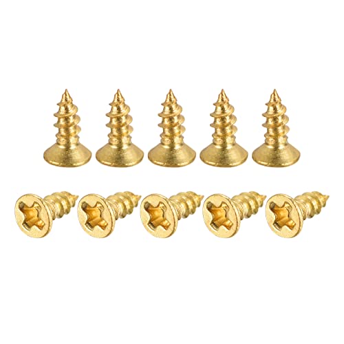 sourcing map 100 Stück Messing Holzschrauben, M2x5mm Kreuzschlitz Flachkopf, selbstschneidender Verbinder für Türen, Schränke, Holzmöbel von sourcing map