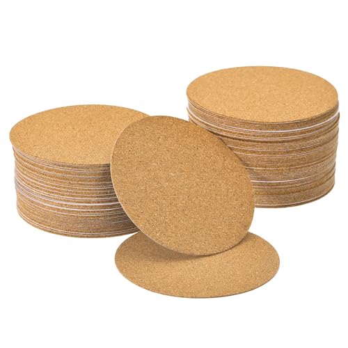 sourcing map 100 Stück Selbstklebende runde Korkplatten, 3,75" x 3,75" Korkfliesen Rückseitenplatten Korkuntersetzer für DIY-Bastelprojekte, Braun von sourcing map