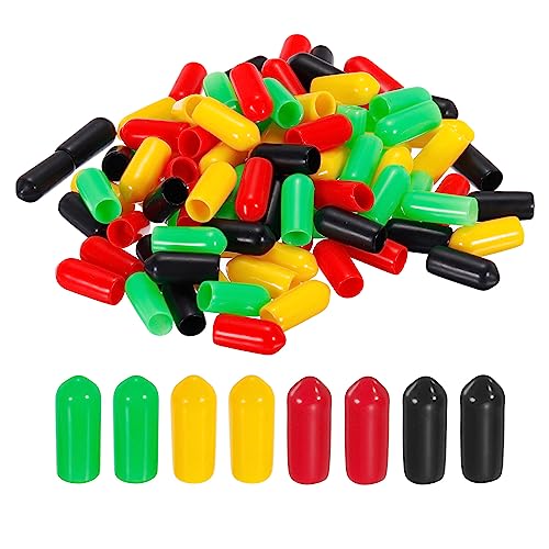 sourcing map 100 Stück Gummi Endkappen 6 mm PVC Vinyl Kunststoffkappe Schutzkappen Abdeckung für Schrauben Bolzen Gewinde Metallstäbe Elektrokabeln Drahtseile Bowdenzug Rund Rohr Zaunpfosten von sourcing map
