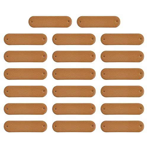 sourcing map 100Stk Handgemacht Leder Label PU Leder Nähen Geprägt Etikett Verzierung Häkeln Etiketten für Kleidung Hut Schals Basteln (45x12mm Braun) von sourcing map