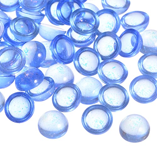 sourcing map 100Stk Katze Öse Harz Perlen 10mm Flache Runde Kuppel Perlen Halbe Runde Perlen für Schmuck Herstellung Ton Fundstücke Kunsthandwerk Zubehör Handarbeit Blau von sourcing map