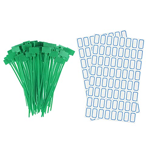 sourcing map 100Stk Nylon Kabelbinder Tags Etiketten Marker Selbstsichernd zum Markieren Organisieren Grün von sourcing map