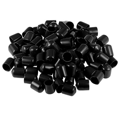 sourcing map 100 Stück Gummi Endkappen 14mm Innendurchm. Gummikappen Runde Schutzkappen Gummi Abdeckung Stopfen Möbelgleiter Bolzen Gewindeschutz für Schrauben Rohr Stuhlbeine, Schwarz von sourcing map