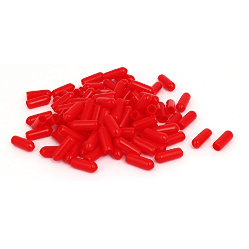 sourcing map 100stk 5mm Innendmr Gummi Isolierte Endkappe Schraube Gewinde Schutzhülle Rot von uxcell