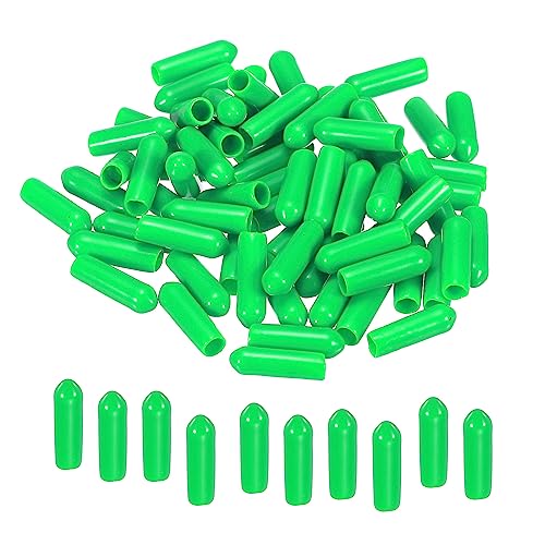 sourcing map 105 Stück Gummi Endkappen 4 mm PVC Vinyl Kunststoff Schutzkappen Abdeckung für Schrauben Bolzen Gewinde Metallstäbe Elektrokabeln Drahtseile Bowdenzug Rund Rohr Zaunpfosten, Grün von sourcing map