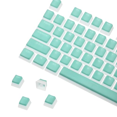 sourcing map 108 Tasten PBT Pudding Keycaps Set OEM Profil Double Shot für mechanische Tastatur Layout, Türkisblau von sourcing map