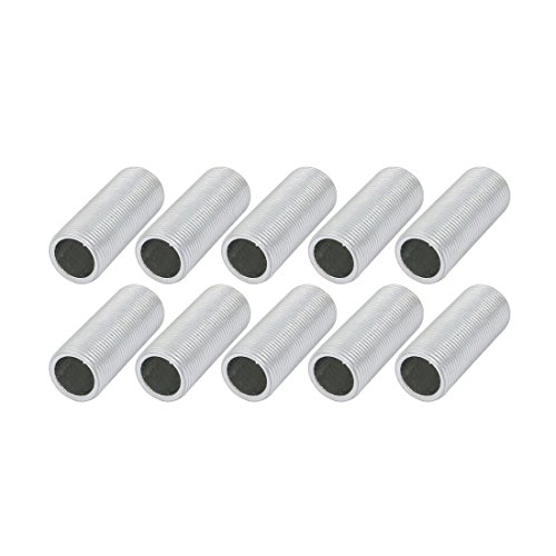 sourcing map 10Pack Lampenrohrnippel M14 Gewinde 35mm Hohl Reparaturteil silber verzinkt von sourcing map