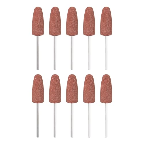 sourcing map 10Stk Gummi Polieren Bit Silikon Schwabbelrad 80 Grit 10mm Durchm. Montierter Schleifkopf für ElektroschleiferDrehwerkzeug Kegel Form von sourcing map