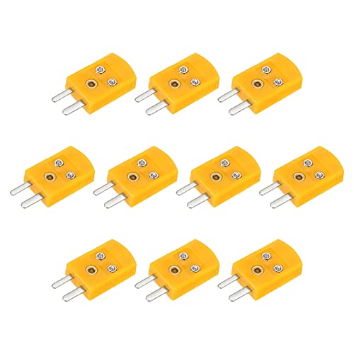 sourcing map 10Stk K Typ Thermoelement Draht Steckverbinder Stecker Steckdose Adapter Hohe Temperatur 120°C(248°F) für Thermoelement Sensor Fühler Orange von sourcing map