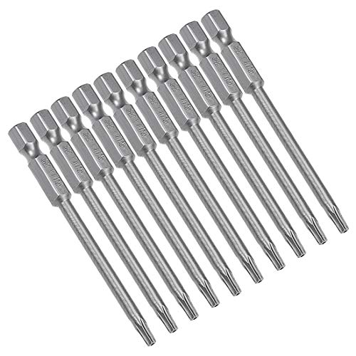 sourcing map 10 Stück T15 Torx Bit Set, 75mm Länge Magnetisch Bitsatz mit 1/4 Zoll Hex Sechskant S2 Stahl für Sicherheit Schraubendreher Akkuschrauber Schrauben Werkzeug von sourcing map