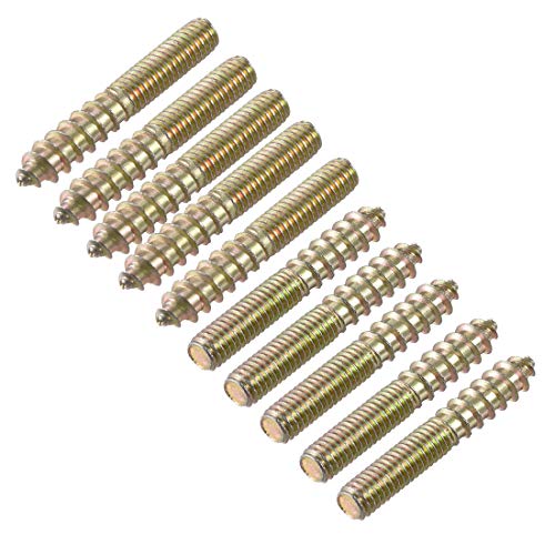 sourcing map 10 Stück M6 Aufhänger Schrauben Länge 1-5/8"(40mm) Doppelkopfschrauben Selbstschneidende Ersatz 6mm Holzgelenk Möbelbeine von sourcing map