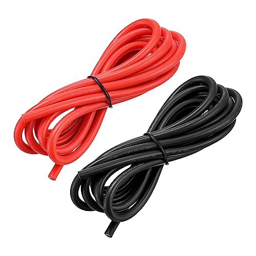 sourcing map 12AWG Elektrischer Draht Kabel 1,5 Meter Litzendraht Silikon Verzinnte Kupferdrahtspule je 3,31 mm² Solid Elektronik Wire für DIY RC-Modell Lampen Haushaltsgeräte, Schwarz,Rot von sourcing map