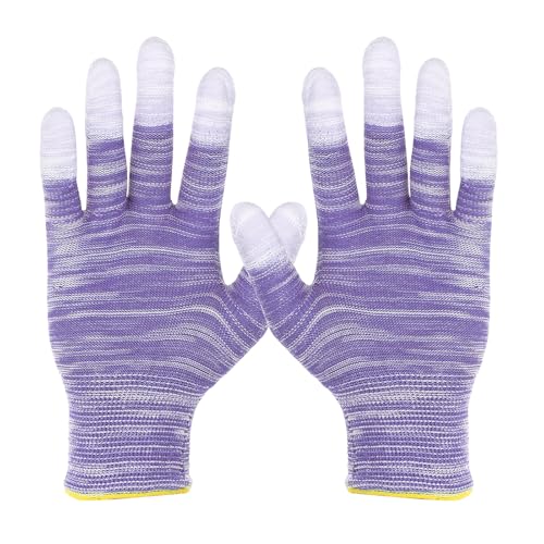 sourcing map 12 Set antistatische Handschuhe, elektrostatische Schutzhandschuhe mit PU-Fingerspitzen, Größe M, für Automobil-Vinylfolien und Aufkleber-Anwendungen, Lila von sourcing map