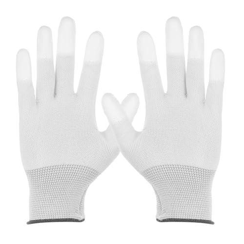 sourcing map 12 Set antistatische Handschuhe, elektrostatische Schutzhandschuhe mit PU-Fingerspitzen, Größe M, für Automobil-Vinylfolien und Aufkleber-Anwendungen, Weiß sourcing map 12 Set antistatische Handschuhe, elektrostatische Schutzhandschuhe mit PU-Fingerspitzen, Größe M, für Automobil-Vinylfolien und Aufkleber-Anwendungen, Weiß von sourcing map
