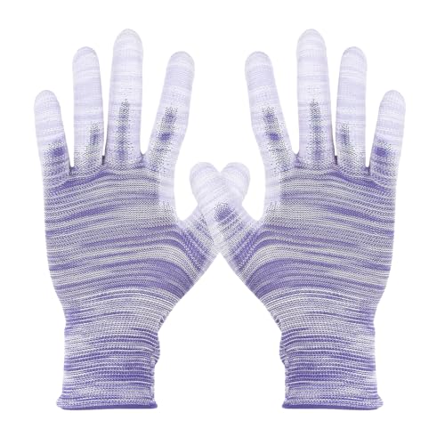 sourcing map 12 Set antistatische Handschuhe, elektrostatische Schutzhandschuhe mit PU-Handfläche, große Größe für Automobil-Vinylfolien und Aufkleber-Anwendungen, Lila von sourcing map