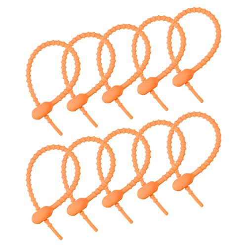 sourcing map 12 Stück Wiederverwendbare Reißverschlüsse 6Zoll Silikon Krawatten Taschenclips Allzweck Silikon Kabelbinder Brotkrawatte Haushalts Verdrehen Krawatten Wiederverwendbare Orange von sourcing map