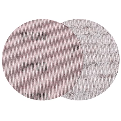 sourcing map 125 mm Netz-Schleifscheibe, 5 Stück, Körnung 120, staubfrei, Trockenbau-Schleifpapier, Klett-Schleifpads für Trockenbau-Kittböden von sourcing map