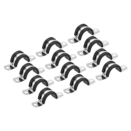 sourcing map 12Stk 25mm(1") Rohrschellen Kabel Klemme Gummi Leitung Riemen Gummi Gepolstert 304 Edelstahl Schlauch Klemme U Form Metall Klemme Rohr Halter für Rohr Leitung Draht von sourcing map