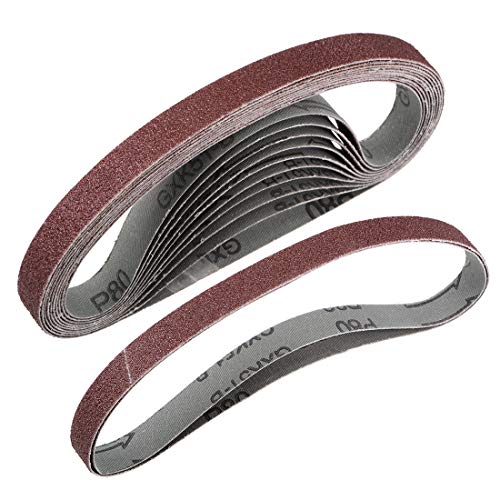 sourcing map 12stk. Schleifband 80 Körnung Aluminiumoxid 1/2-Zoll x 18-Zoll(13mm x 455mm) von sourcing map