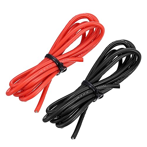sourcing map 14AWG Elektrischer Draht Kabel 1,5 Meter Litzendraht Silikon Verzinnte Kupferdrahtspule je 2,08 mm² Solid Elektronik Wire für DIY RC-Modell Lampen Haushaltsgeräte, Schwarz,Rot von sourcing map