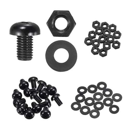 sourcing map 15 Set M8 x 12 mm Nylon PA66 Kunststoff Kreuzrundkopfschrauben Kreuzschlitzschrauben Sechskantmuttern flache Unterlegscheiben Sortiment Kit, metrische Vollgewinde-Bolzenbefestigungen für von sourcing map