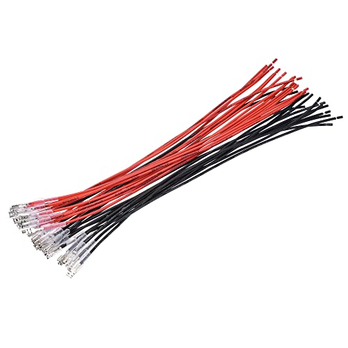 sourcing map 15 Stück Flachstecker Crimpbuchse 4,8 mm mit Isolierhülse 30 cm 18 AWG Draht Rot Schwarz Sortimentssatz für Lampenschalter von sourcing map