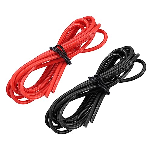 sourcing map 16AWG Elektrischer Draht Kabel 1,5 Meter Litzendraht Silikon Verzinnte Kupferdrahtspule je 1,31 mm² Solid Elektronik Wire für DIY RC-Modell Lampen Haushaltsgeräte, Schwarz,Rot von sourcing map